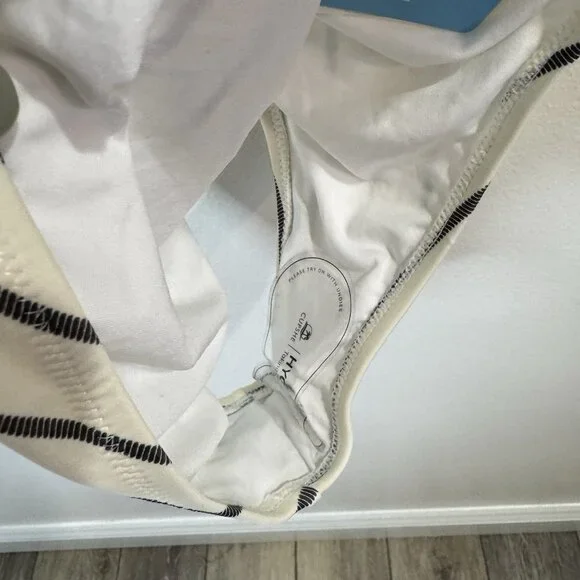 NWT Cupshe Swimsuit XXL / 2XL One Piece Alice Stripe Halter Cream Gray Padded - Picture 8 of 10